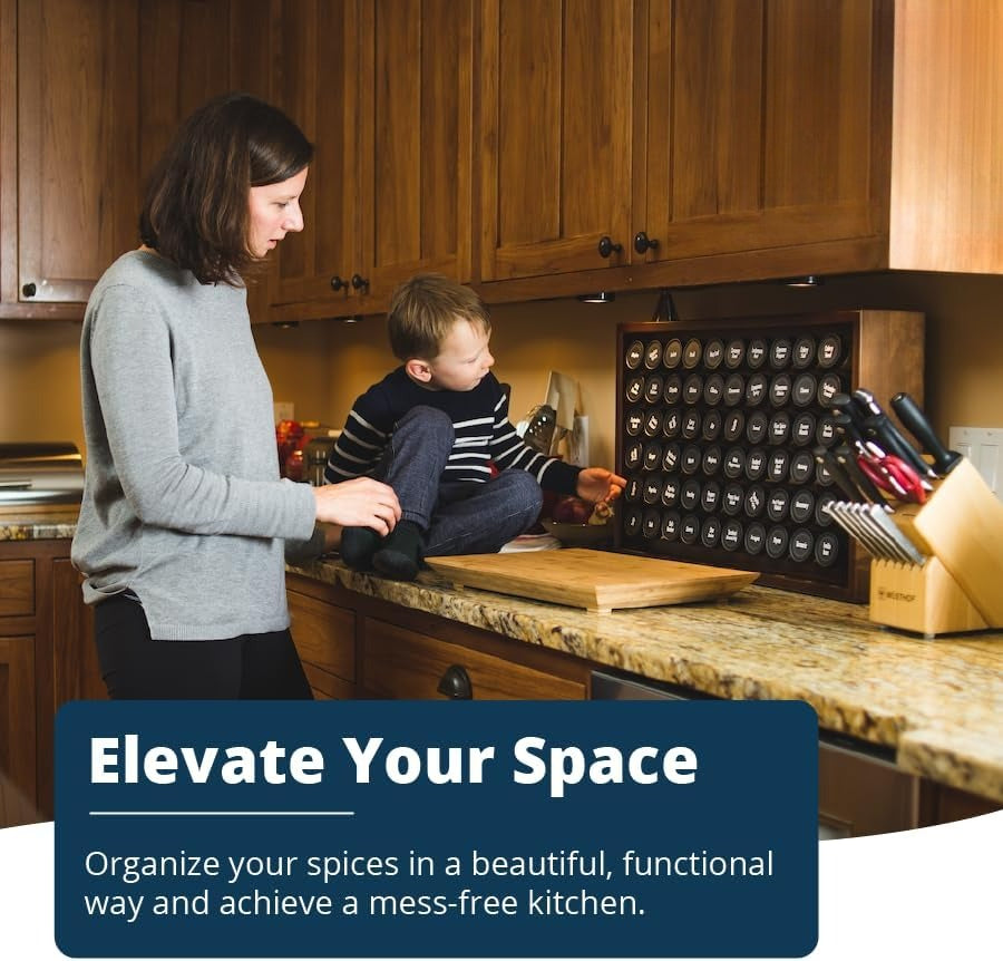 Wood Countertop Spice Rack Organizer Set