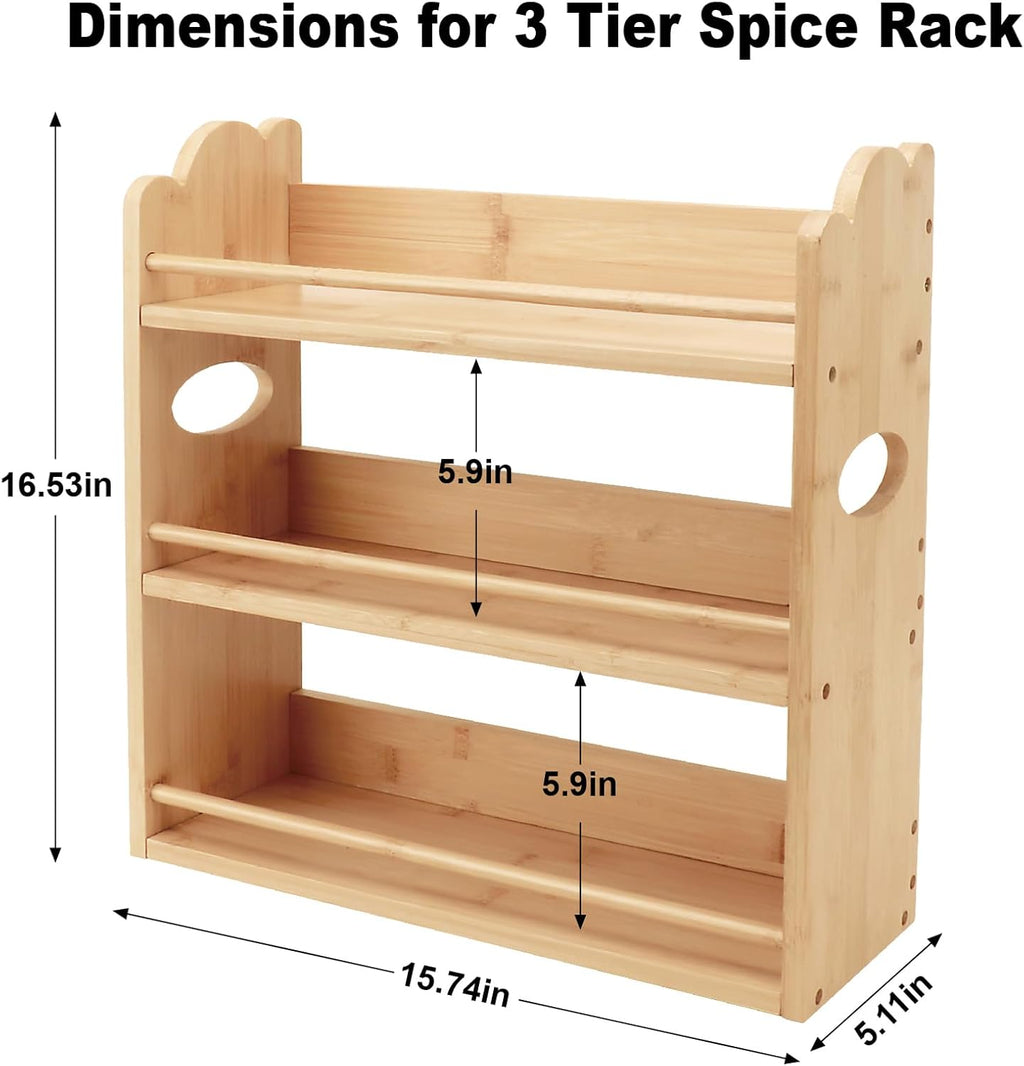 Bamboo 3‑Tier Kitchen Spice Organizer