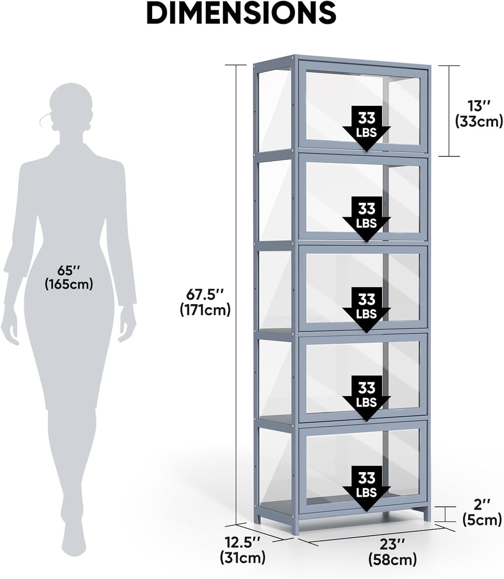 Clear 5‑Tier Curio Display Cabinet