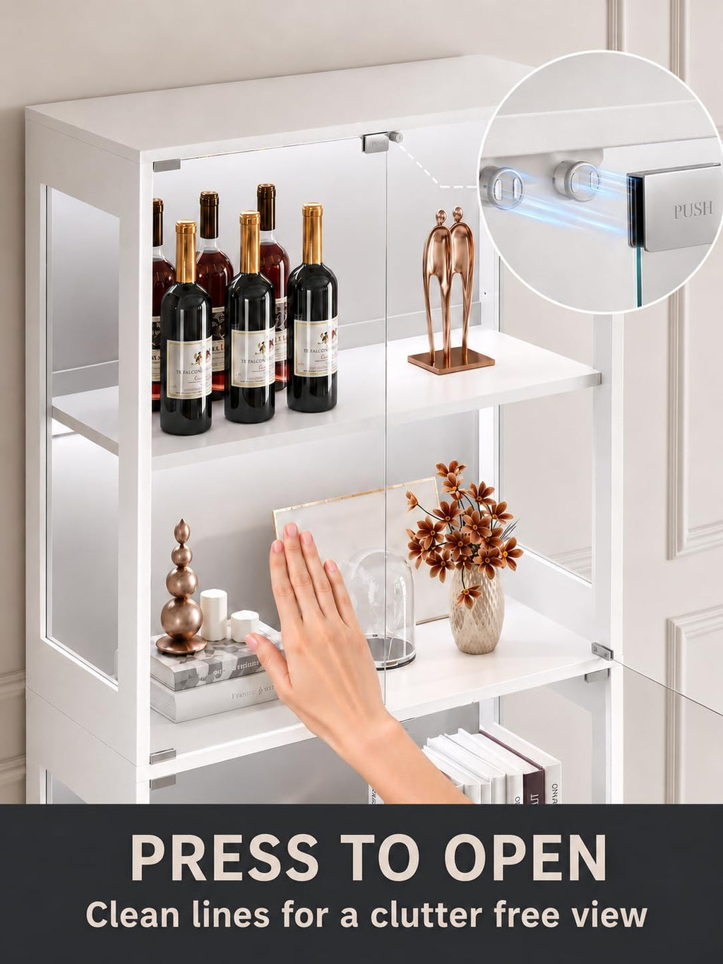 LED Glass Curio Display Storage Cabinet