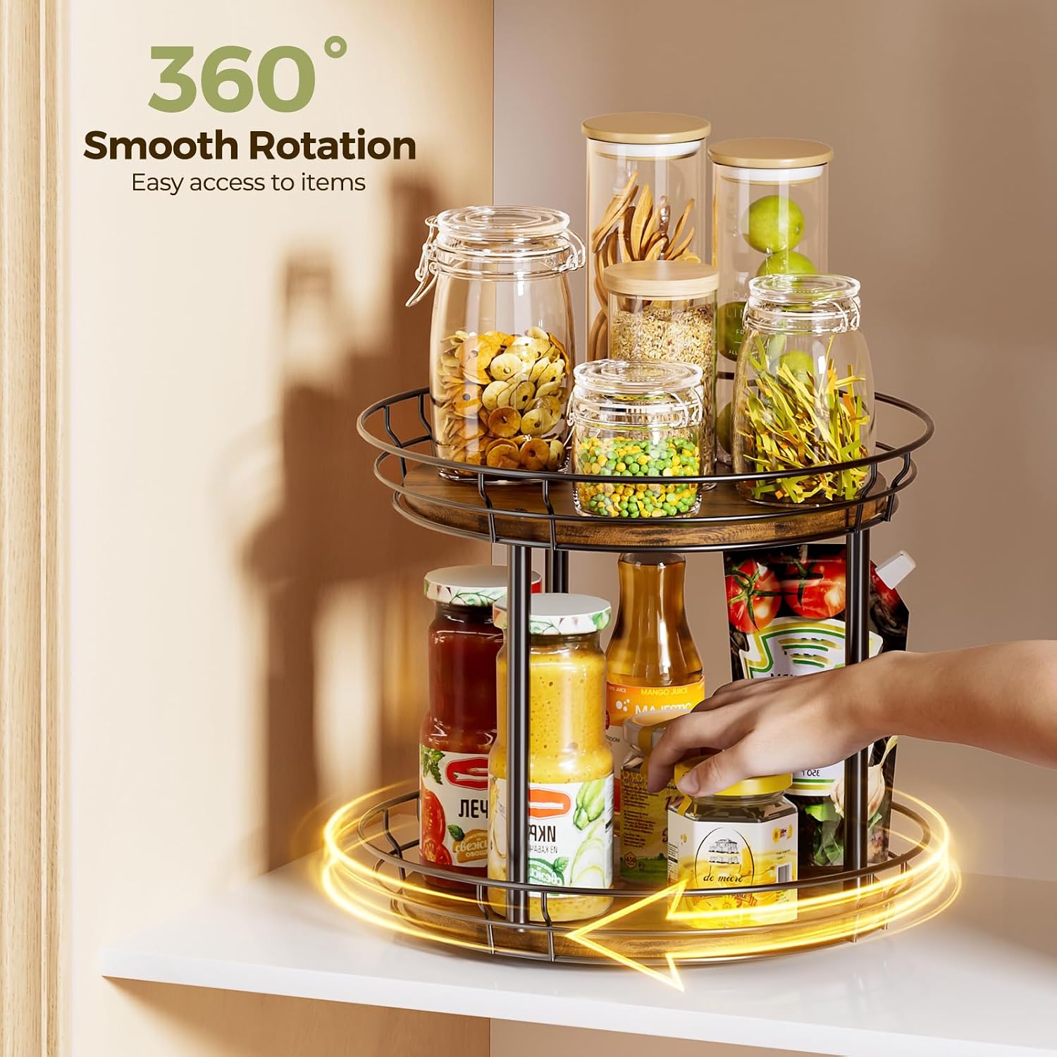 2‑Tier Rotating Kitchen Spice Organizer