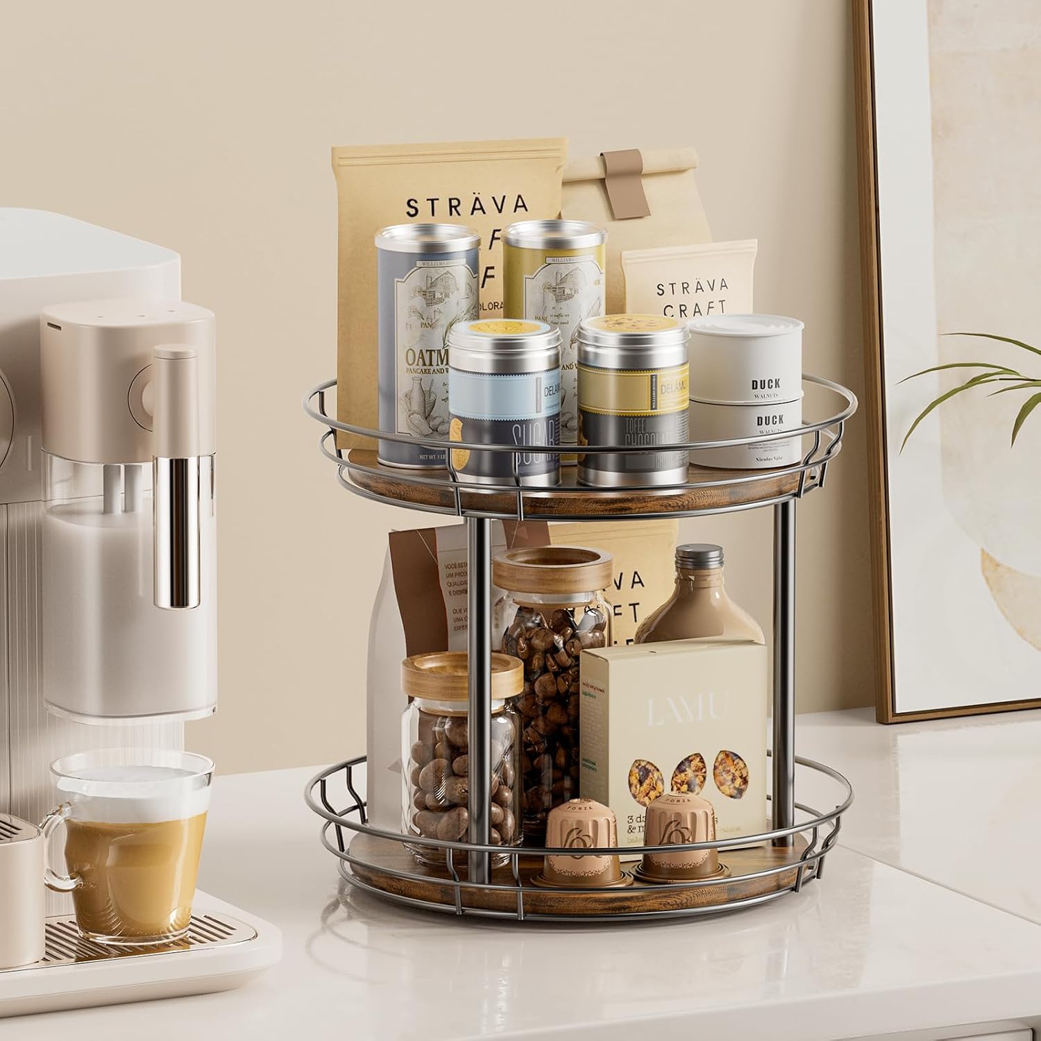 2‑Tier Rotating Kitchen Spice Organizer