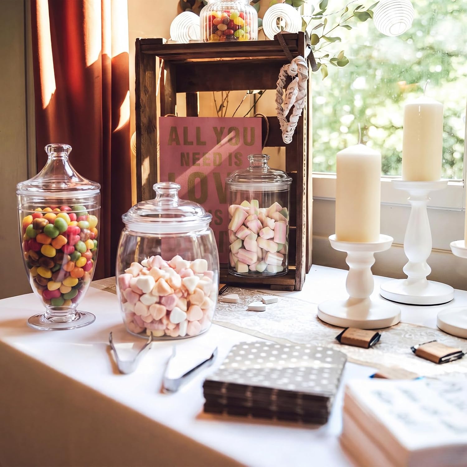 Decorative Plastic Candy Jars Set
