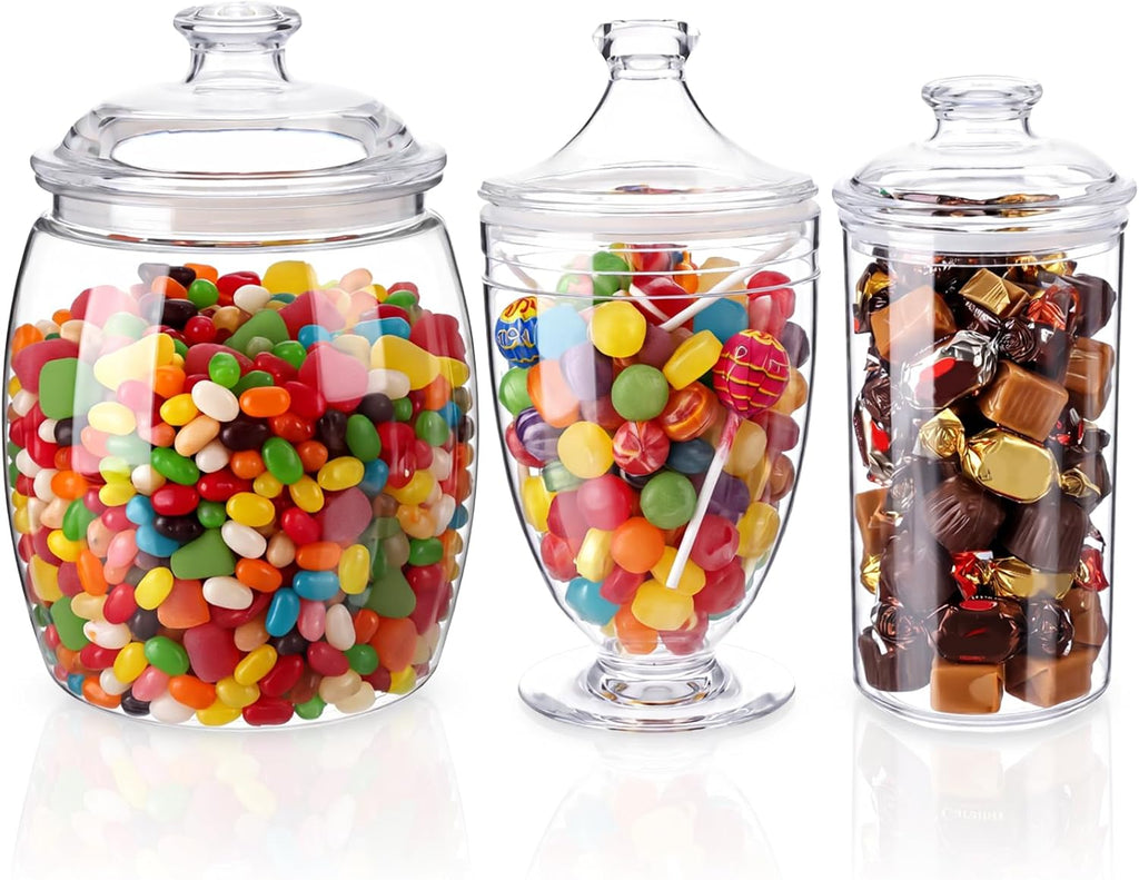 Decorative Plastic Candy Jars Set