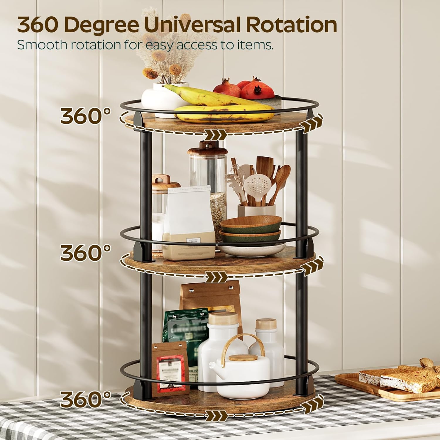 3‑Tier Rotating Kitchen Spice Organizer