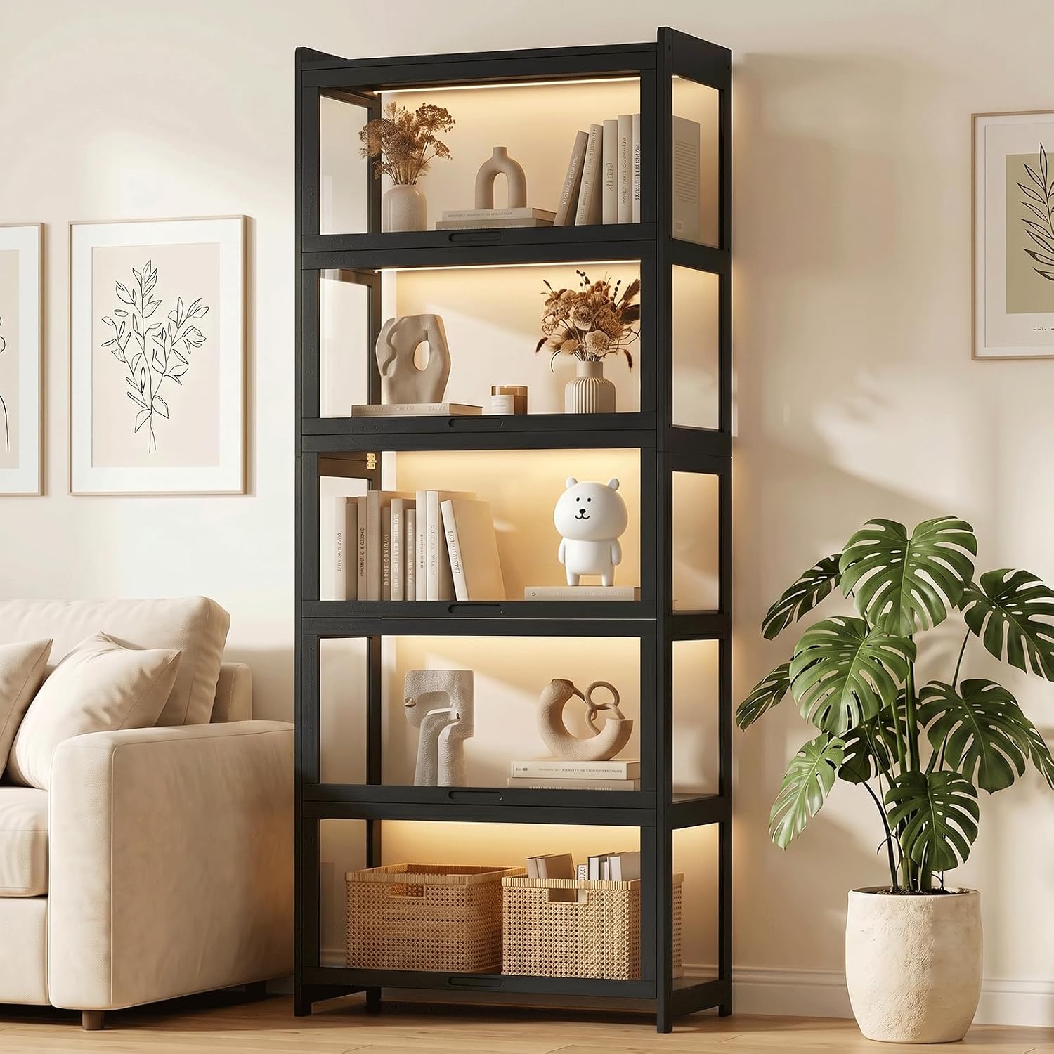 Tall Black Acrylic Display Cabinet