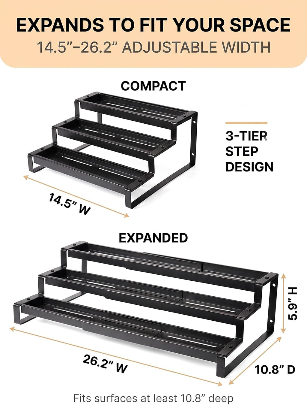3‑Tier Metal Kitchen Spice Organizer