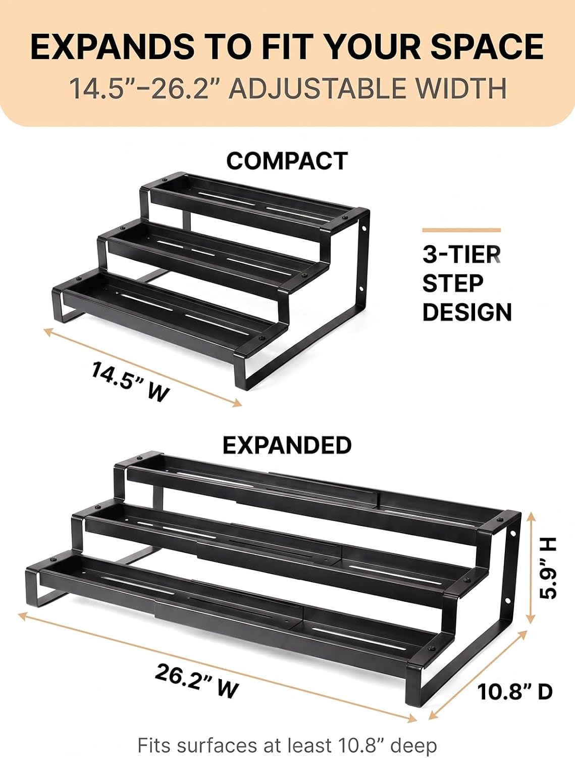 3‑Tier Metal Kitchen Spice Organizer