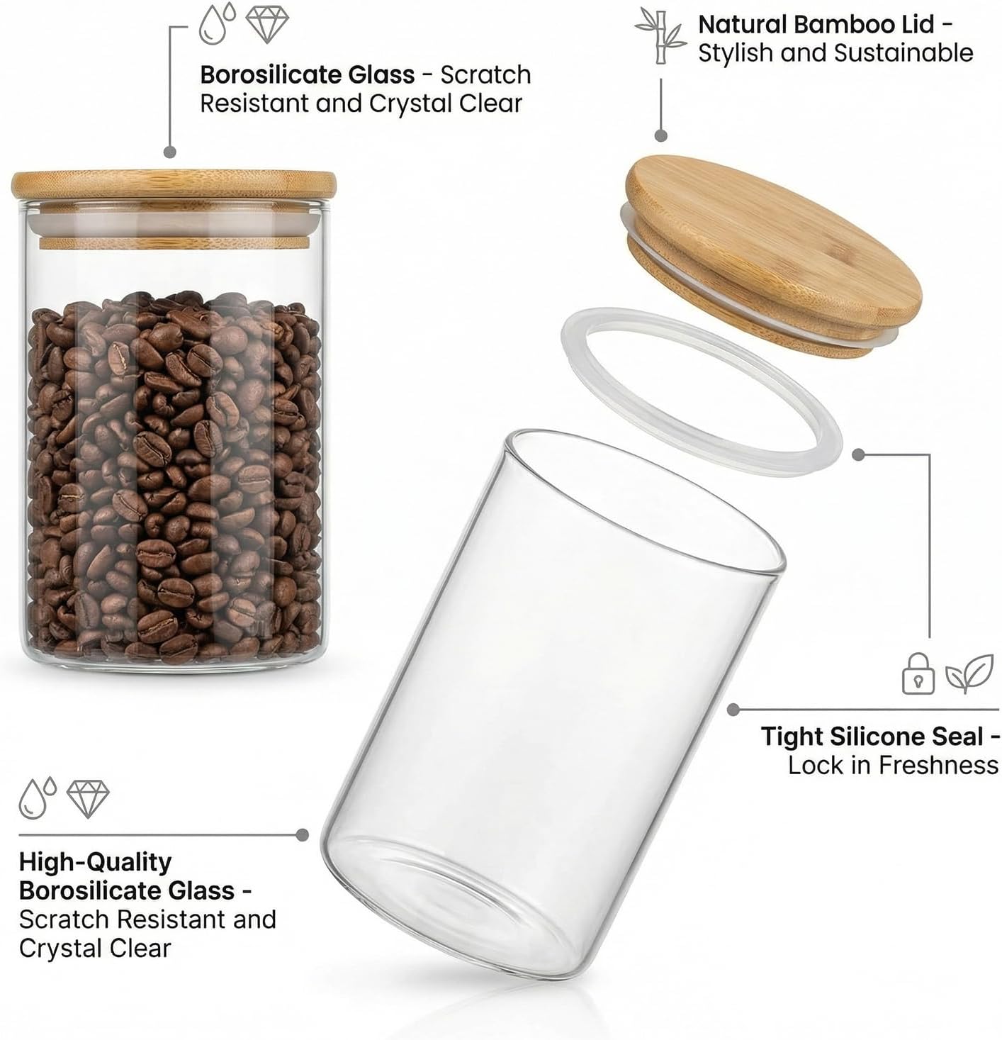 Airtight Acrylic Kitchen Canister Set