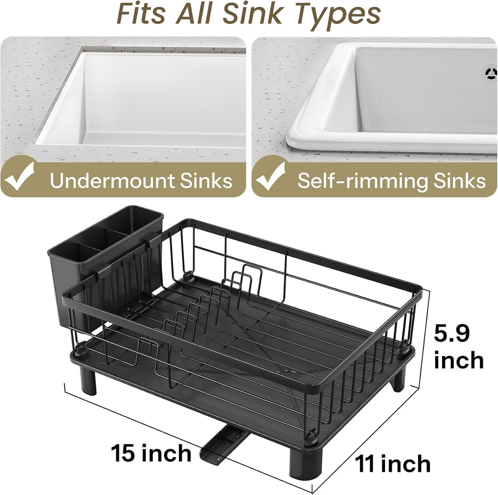 Small Black Kitchen Dish Drying Rack