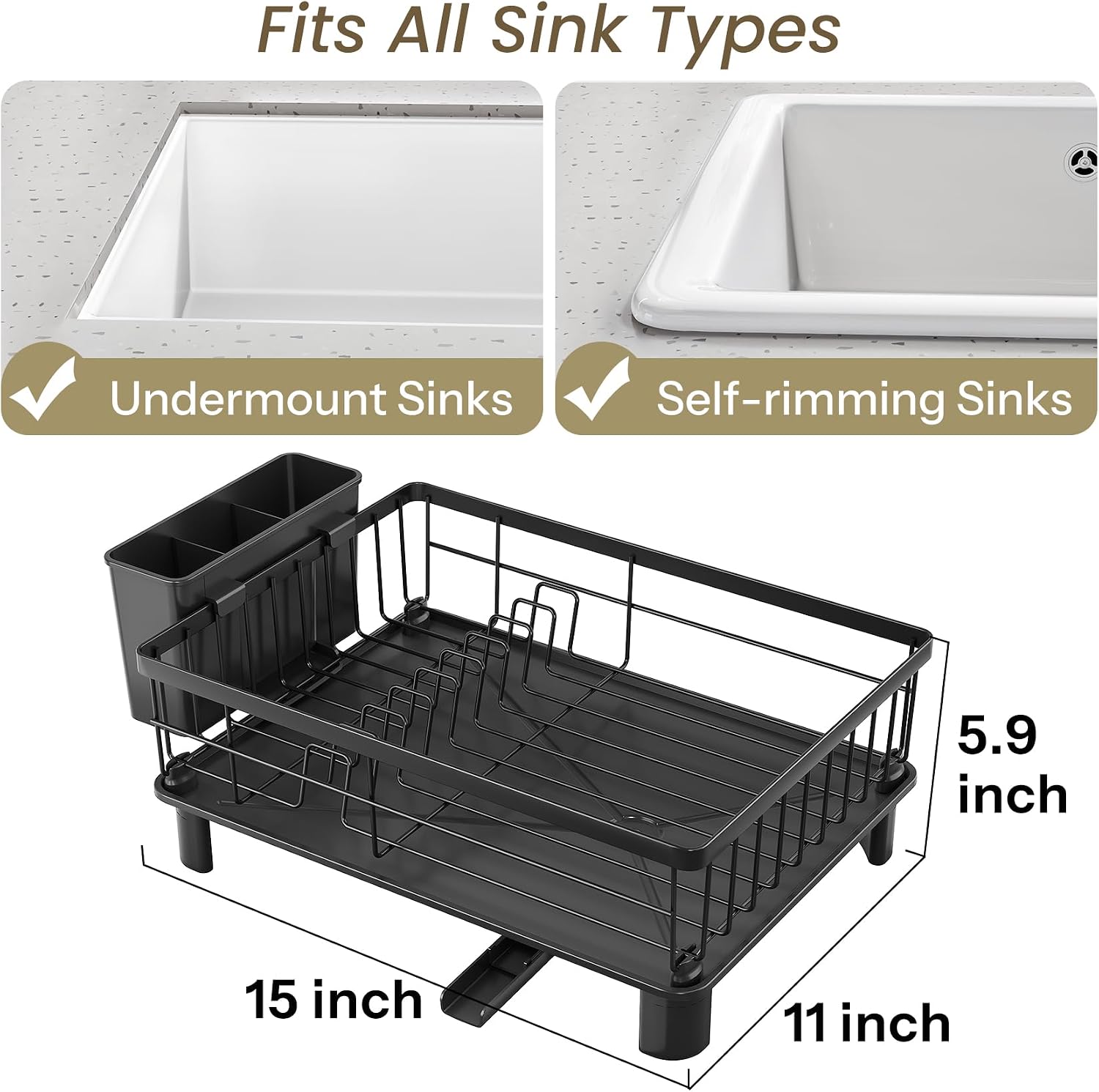 Small Black Kitchen Dish Drying Rack
