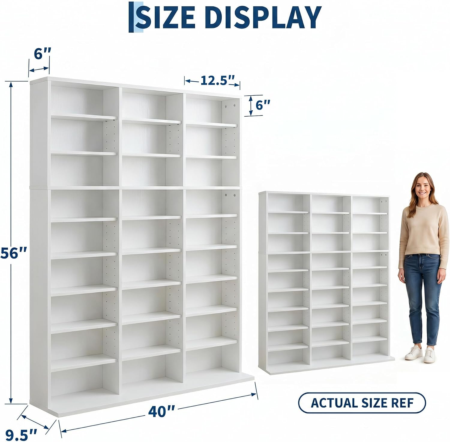 Tall White Media CD Display Cabinet
