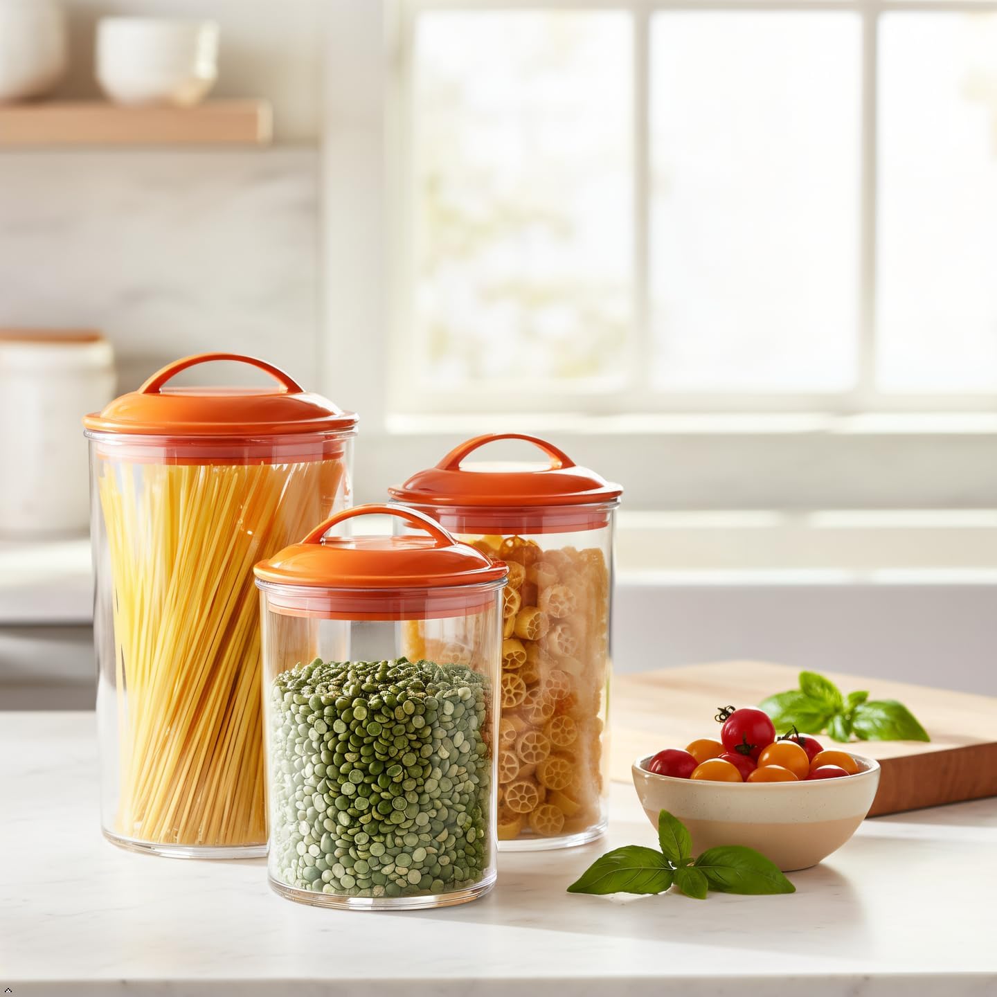 Orange Acrylic Storage Canister Set
