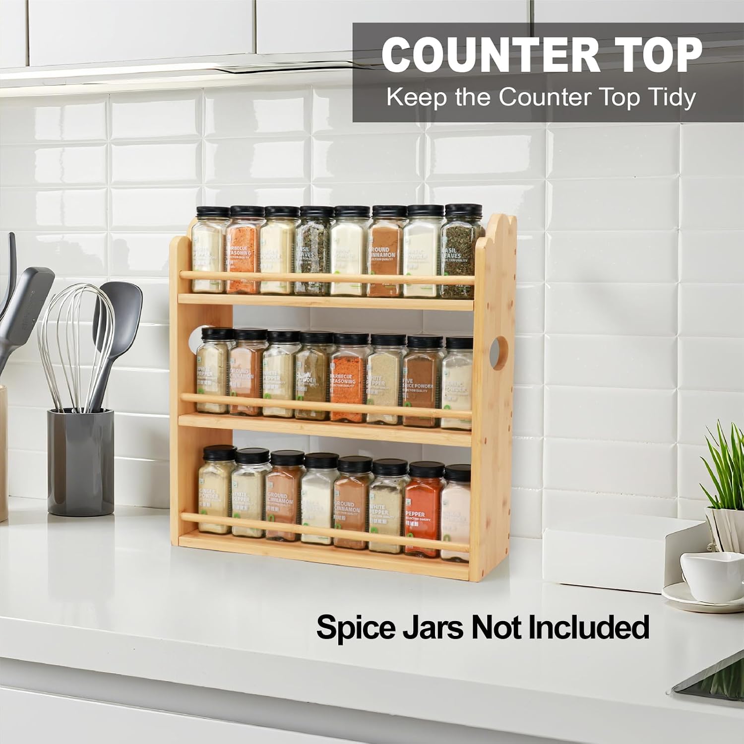 Bamboo 3‑Tier Kitchen Spice Organizer
