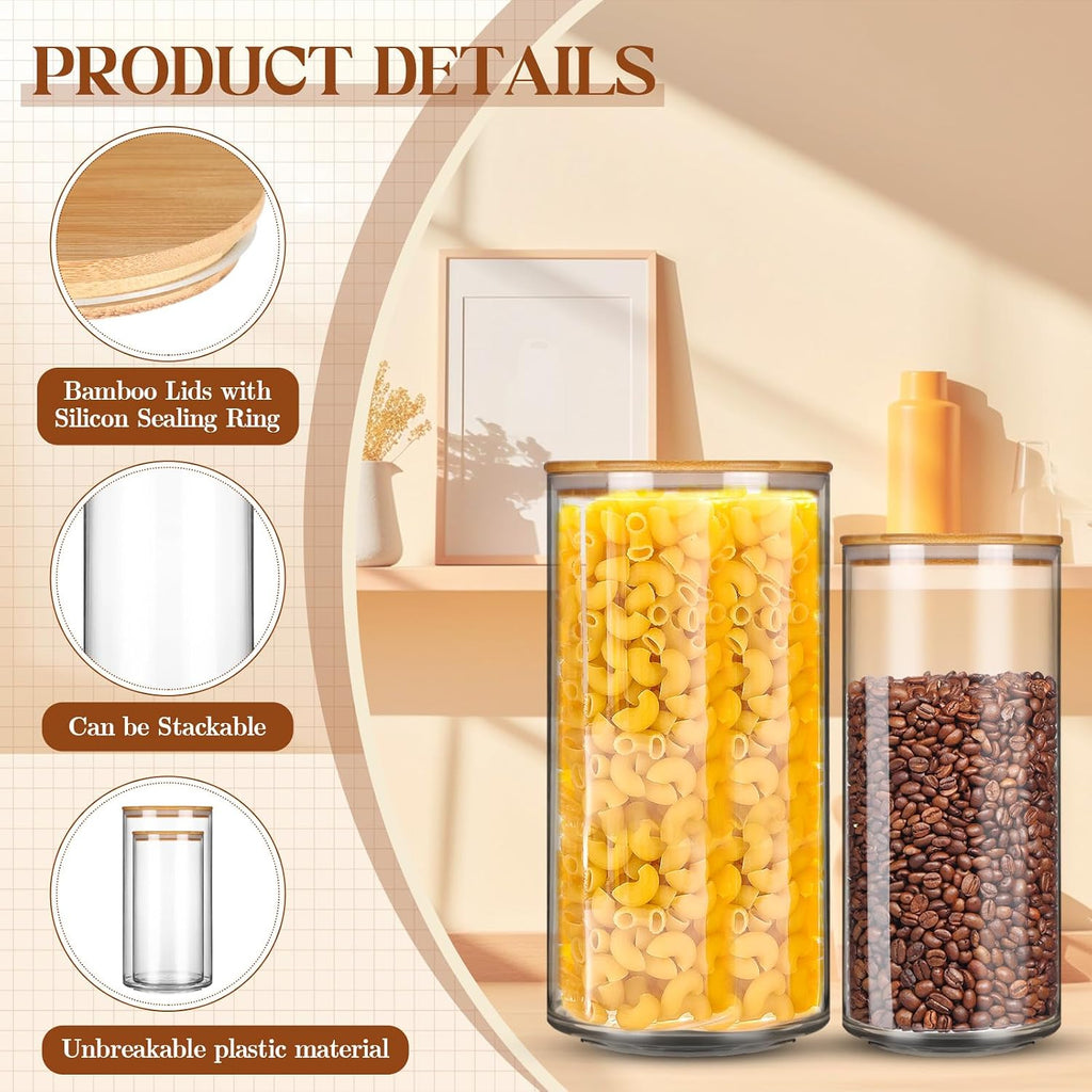 Large Acrylic Canisters with Bamboo Lids
