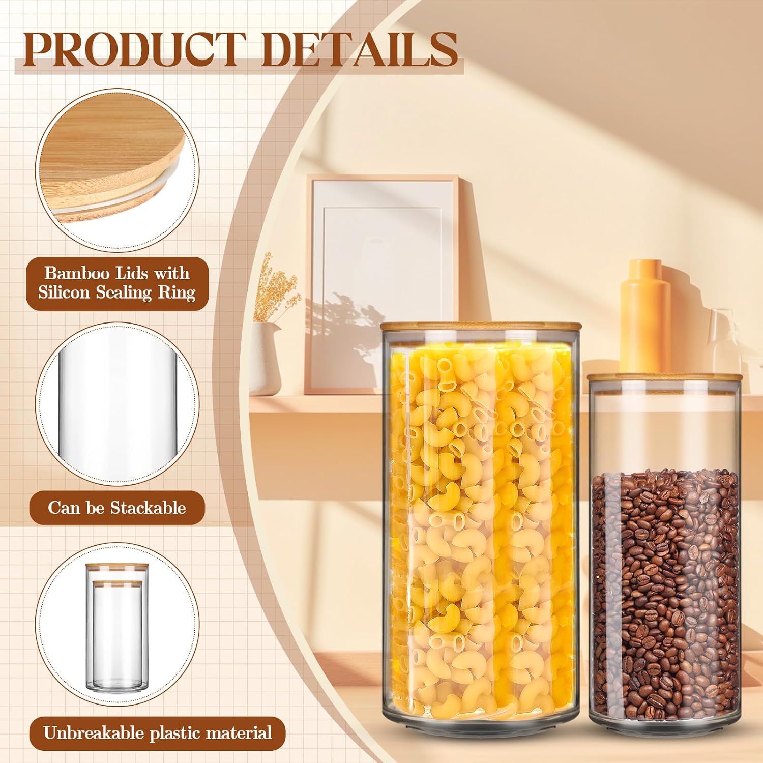 Large Acrylic Canisters with Bamboo Lids