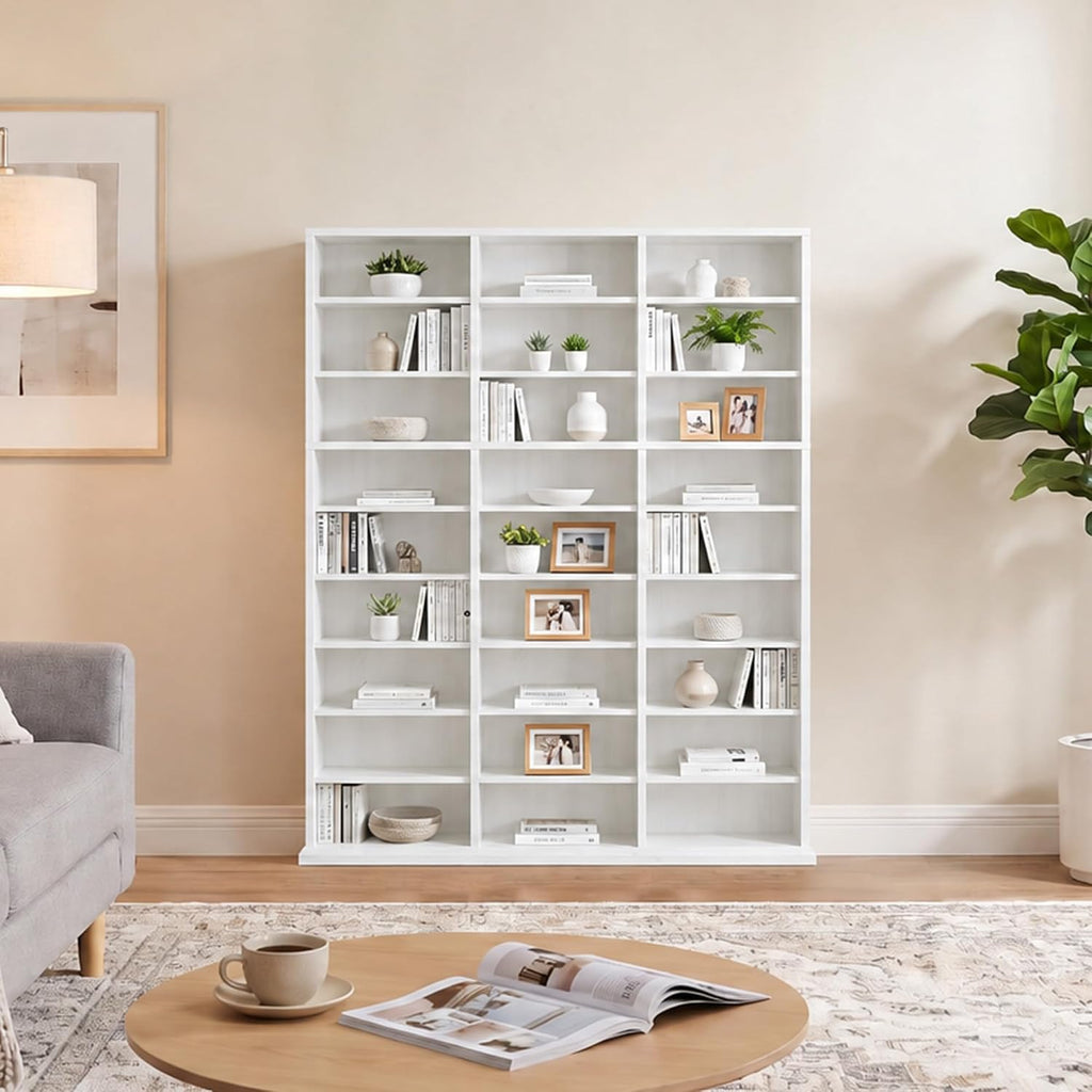 Tall White Media CD Display Cabinet