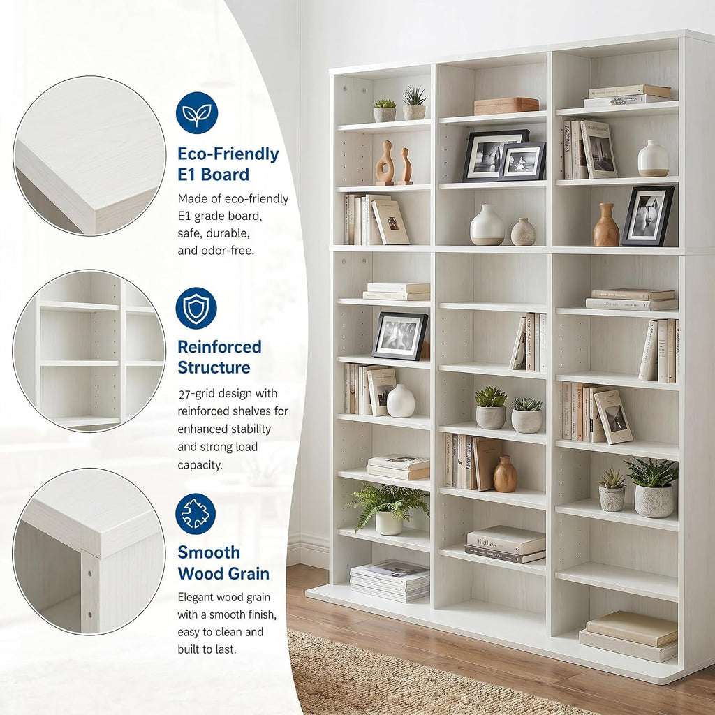 Tall White Media CD Display Cabinet