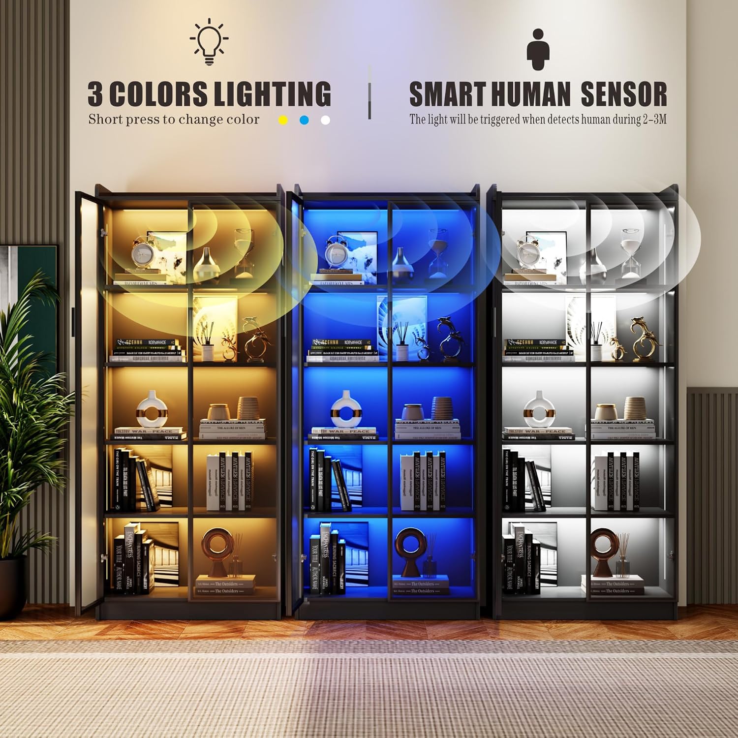 Tall 5‑Tier Closed Display Storage Cabinet