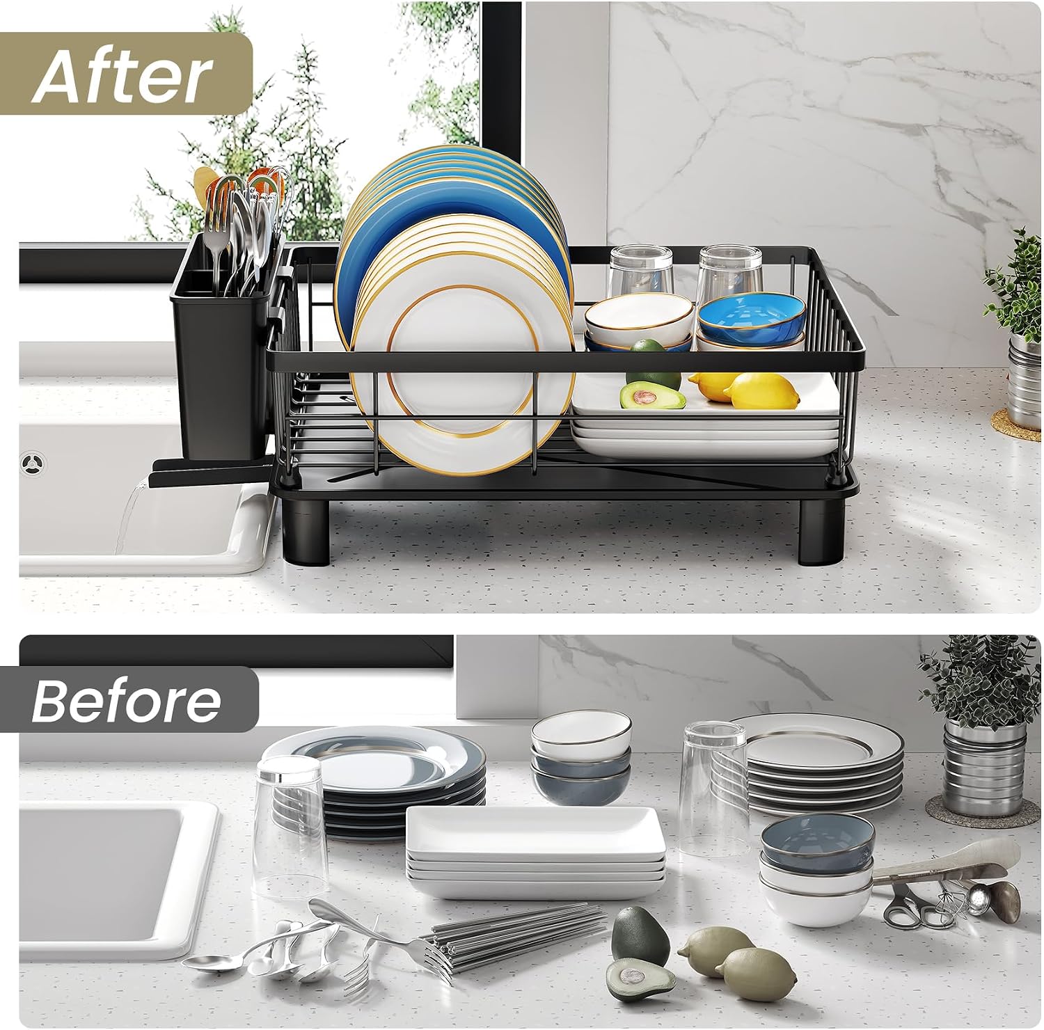 Small Black Kitchen Dish Drying Rack