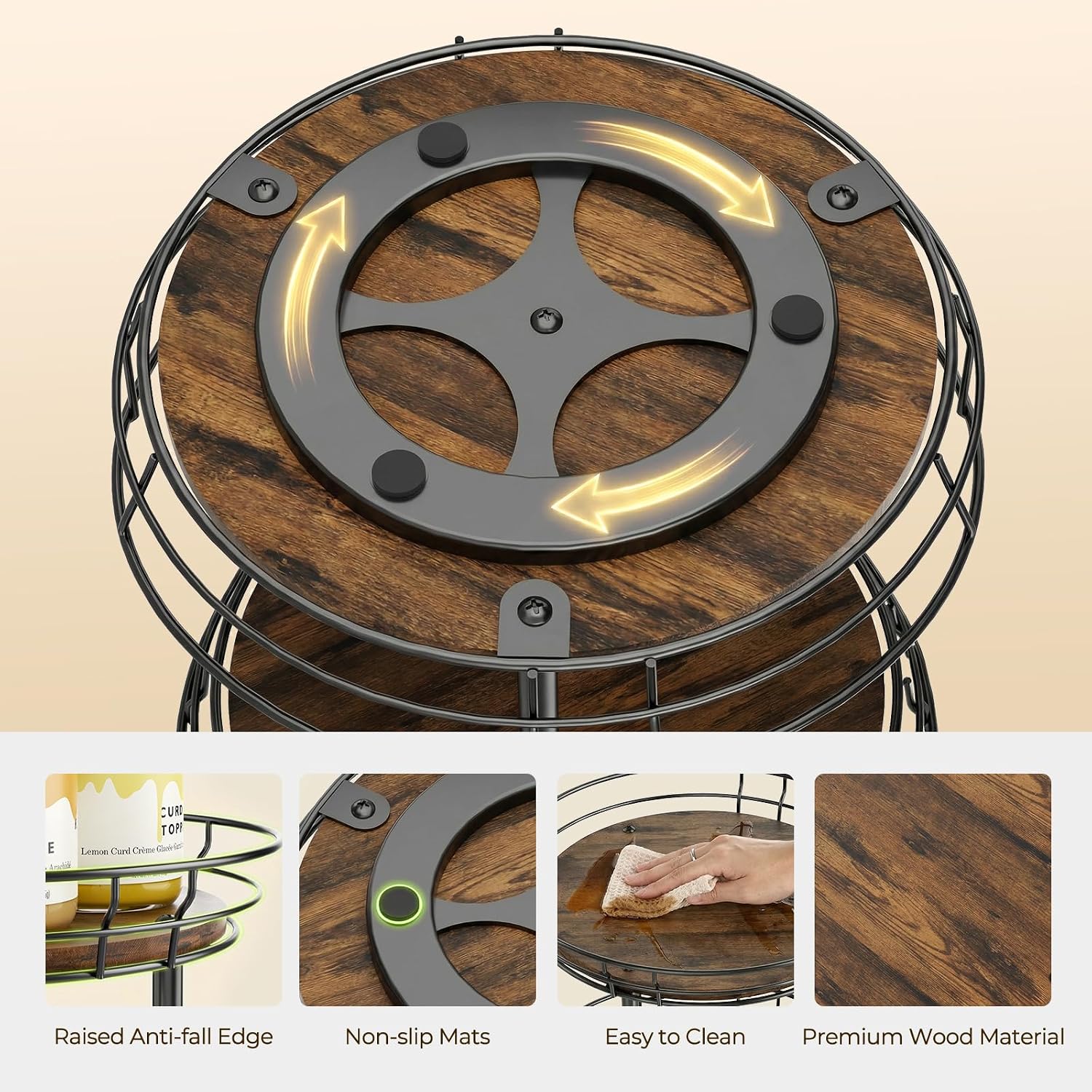 2‑Tier Rotating Kitchen Spice Organizer