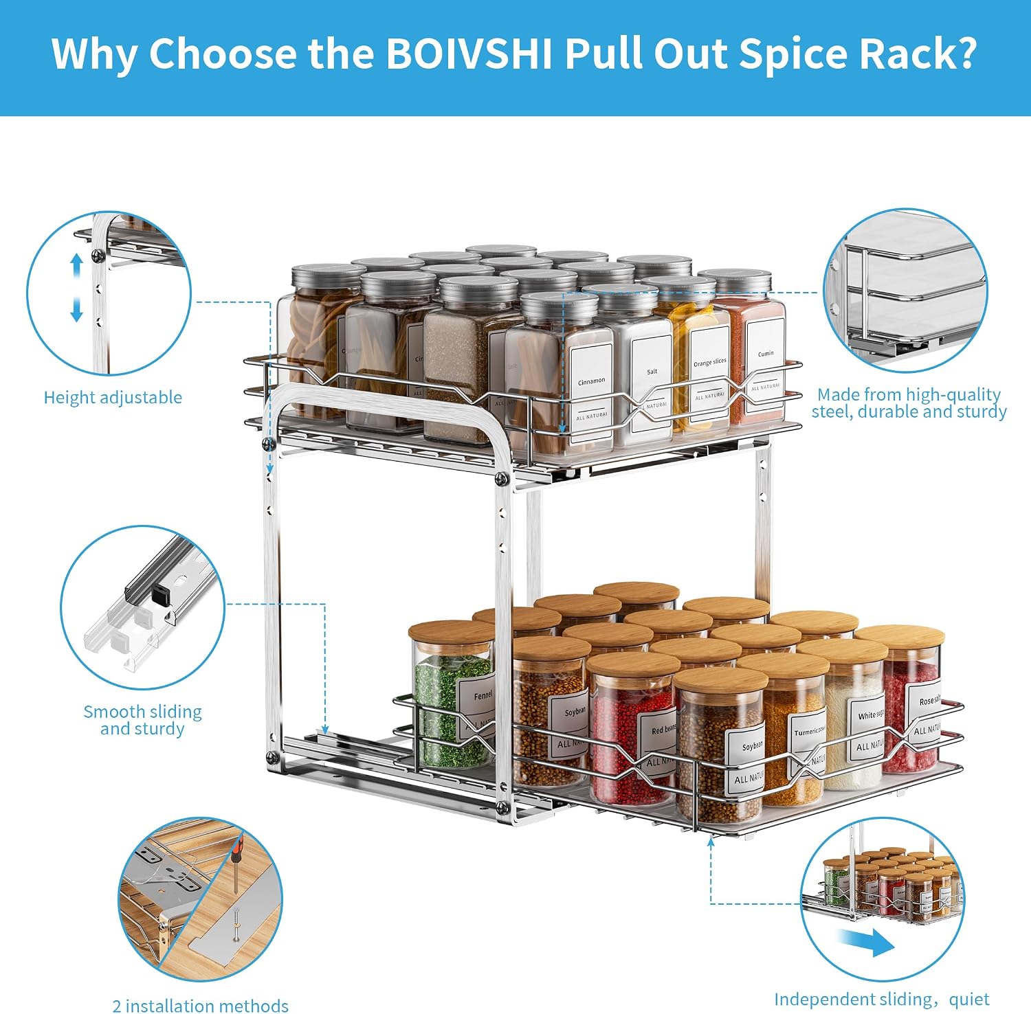 Pull‑Out Kitchen Cabinet Spice Organizer