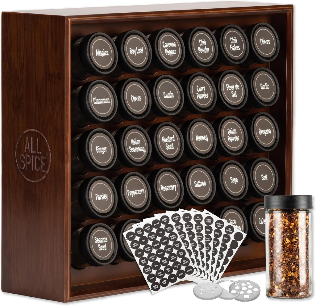Wood Countertop Spice Rack Organizer Set