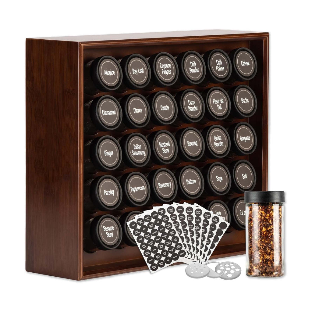 Wood Countertop Spice Rack Organizer Set