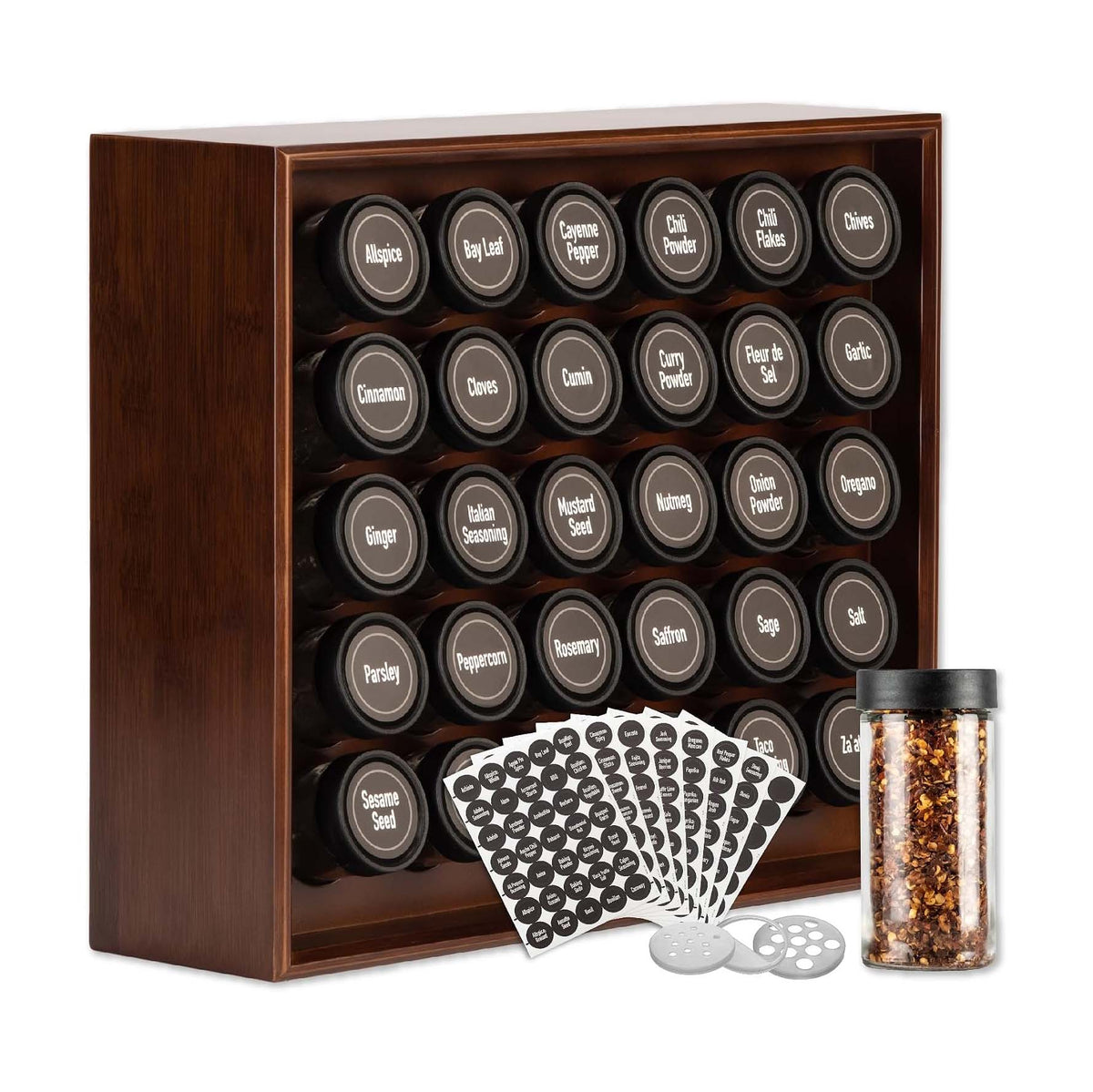 Wood Countertop Spice Rack Organizer Set