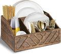 Rustic Wood Kitchen Utensil Caddy Organizer