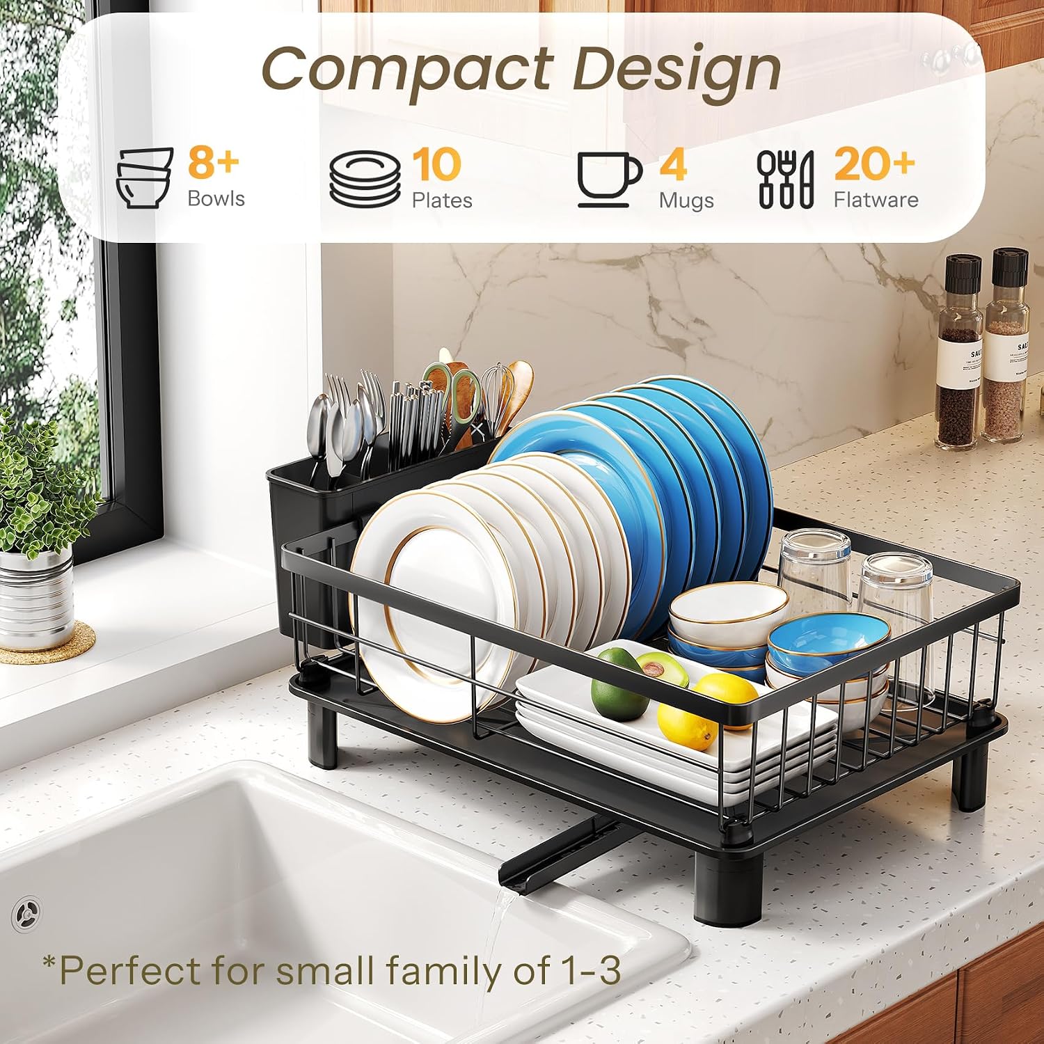 Small Black Kitchen Dish Drying Rack