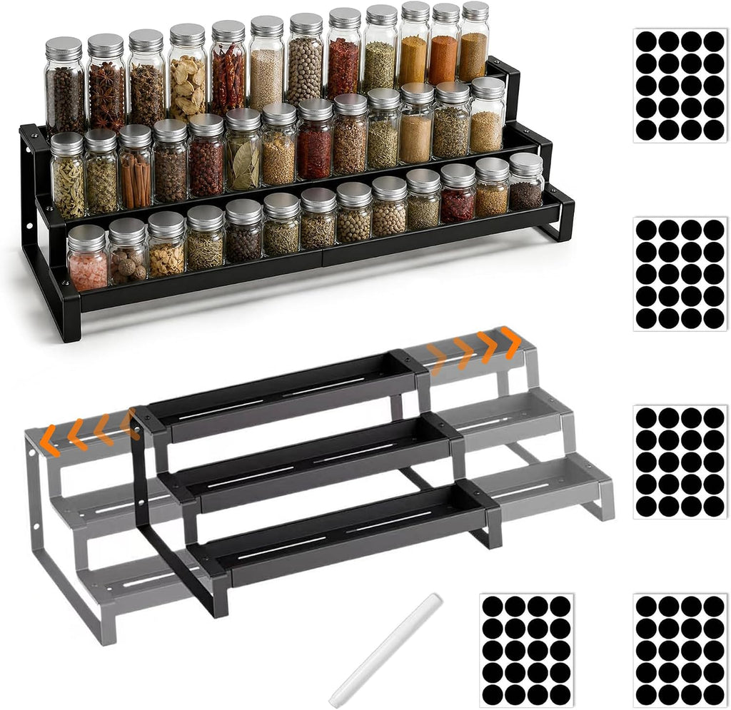 Expandable 3‑Tier Metal Spice Organizer
