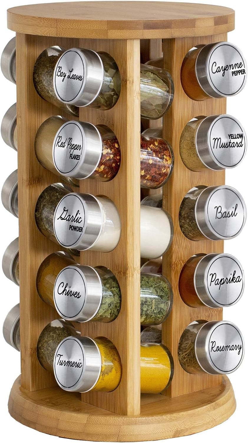 Bamboo Rotating Countertop Spice Rack Set