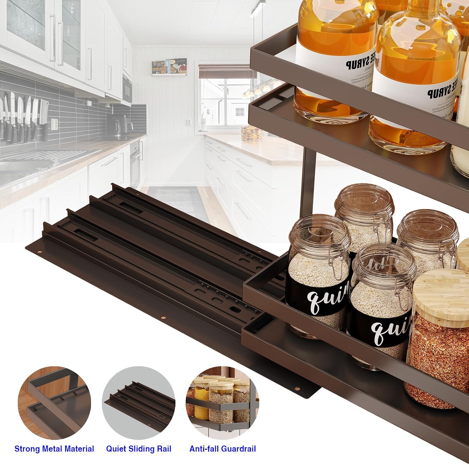 2‑Tier Pull‑Out Kitchen Spice Organizer