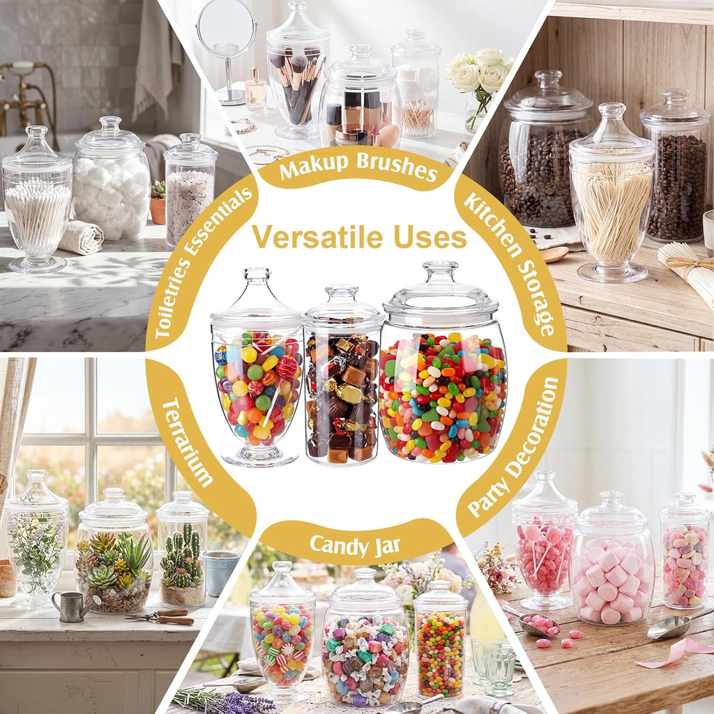 Decorative Plastic Candy Jars Set