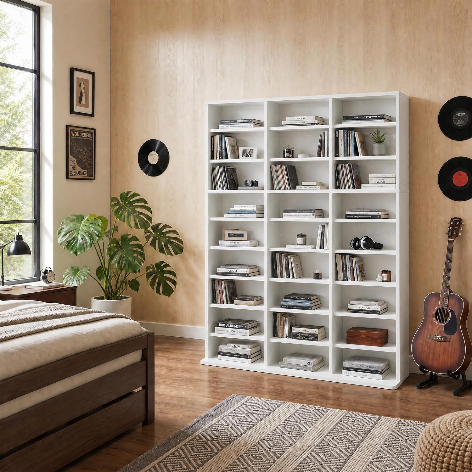 Tall White Media CD Display Cabinet