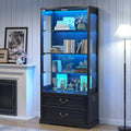 Tall Black Glass‑Door Display Cabinet