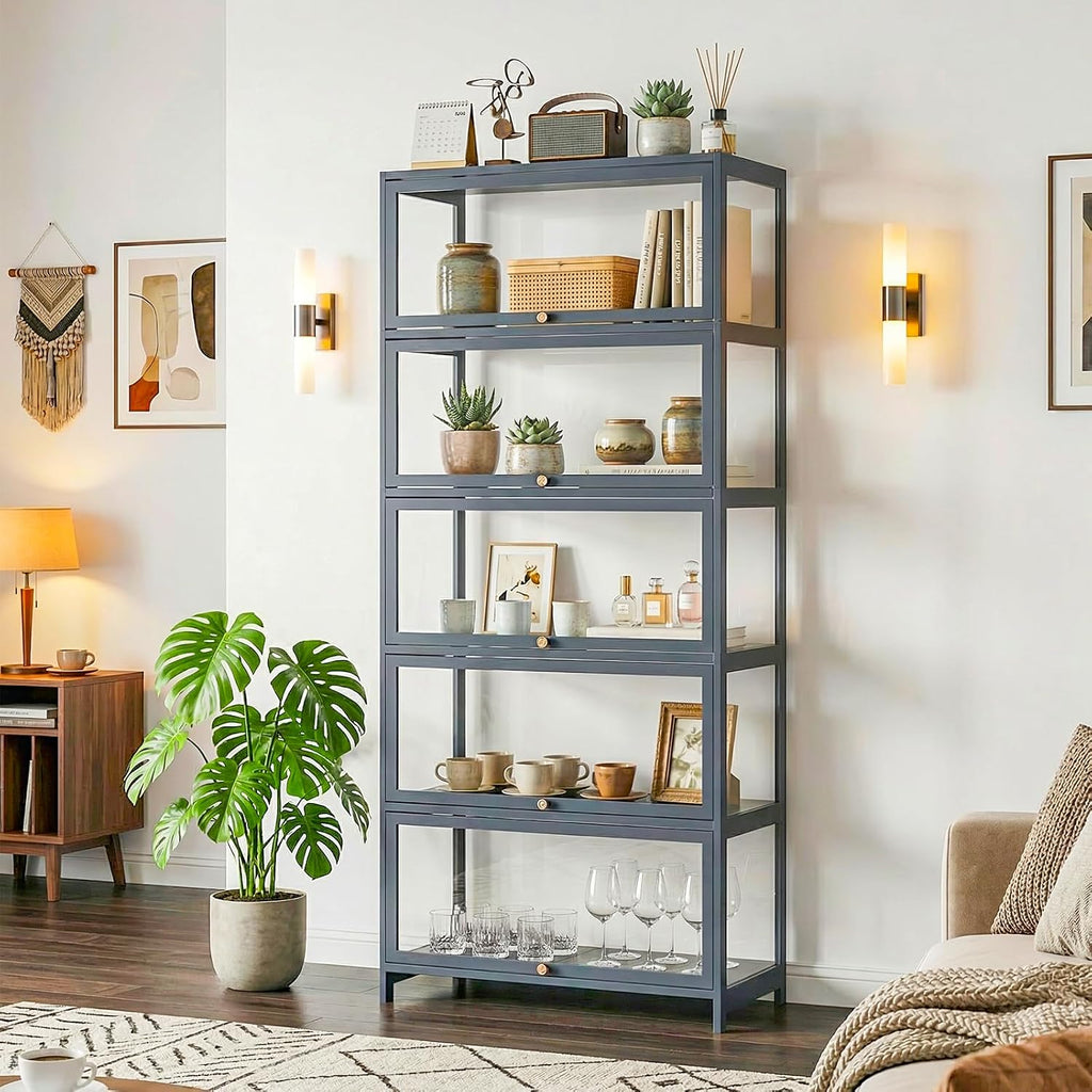 Clear 5‑Tier Curio Display Cabinet