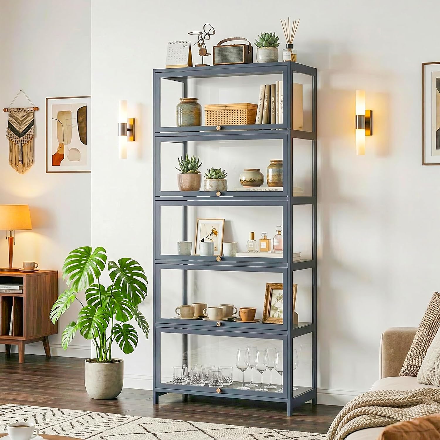 Clear 5‑Tier Curio Display Cabinet