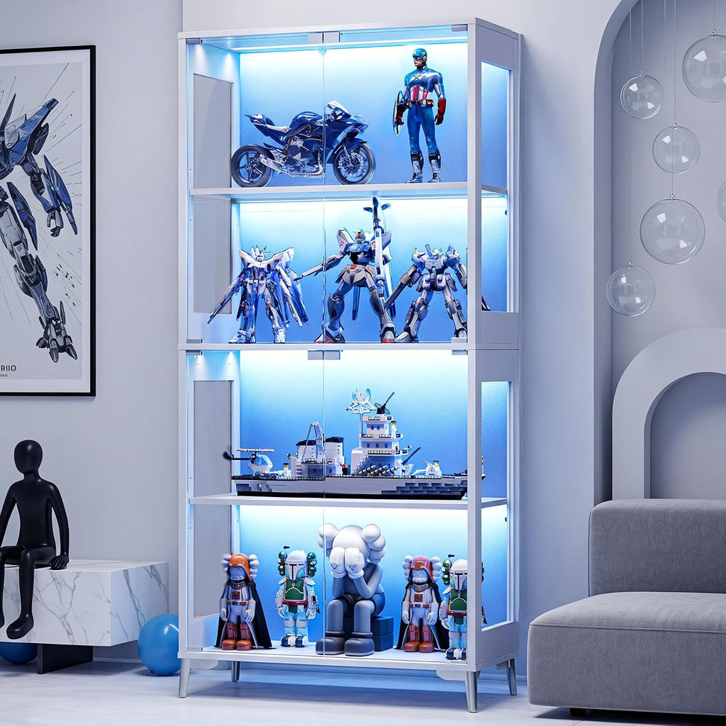 LED Glass Curio Display Storage Cabinet