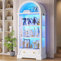 Arched LED Glass Curio Display Cabinet