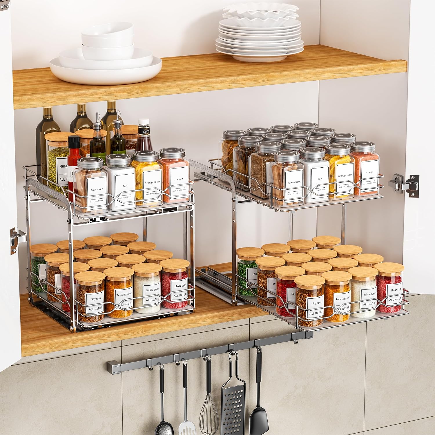 Pull‑Out Kitchen Cabinet Spice Organizer