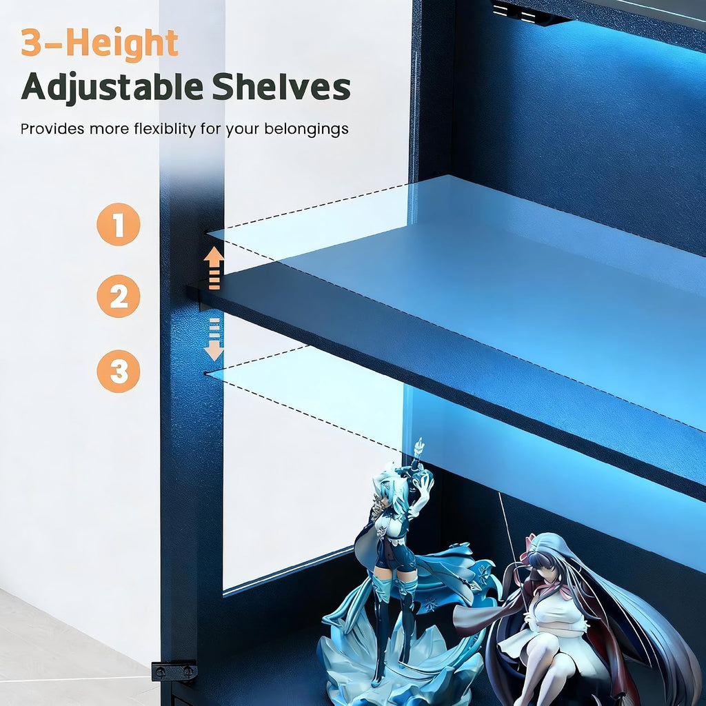 Black Glass‑Door Display Storage Cabinet