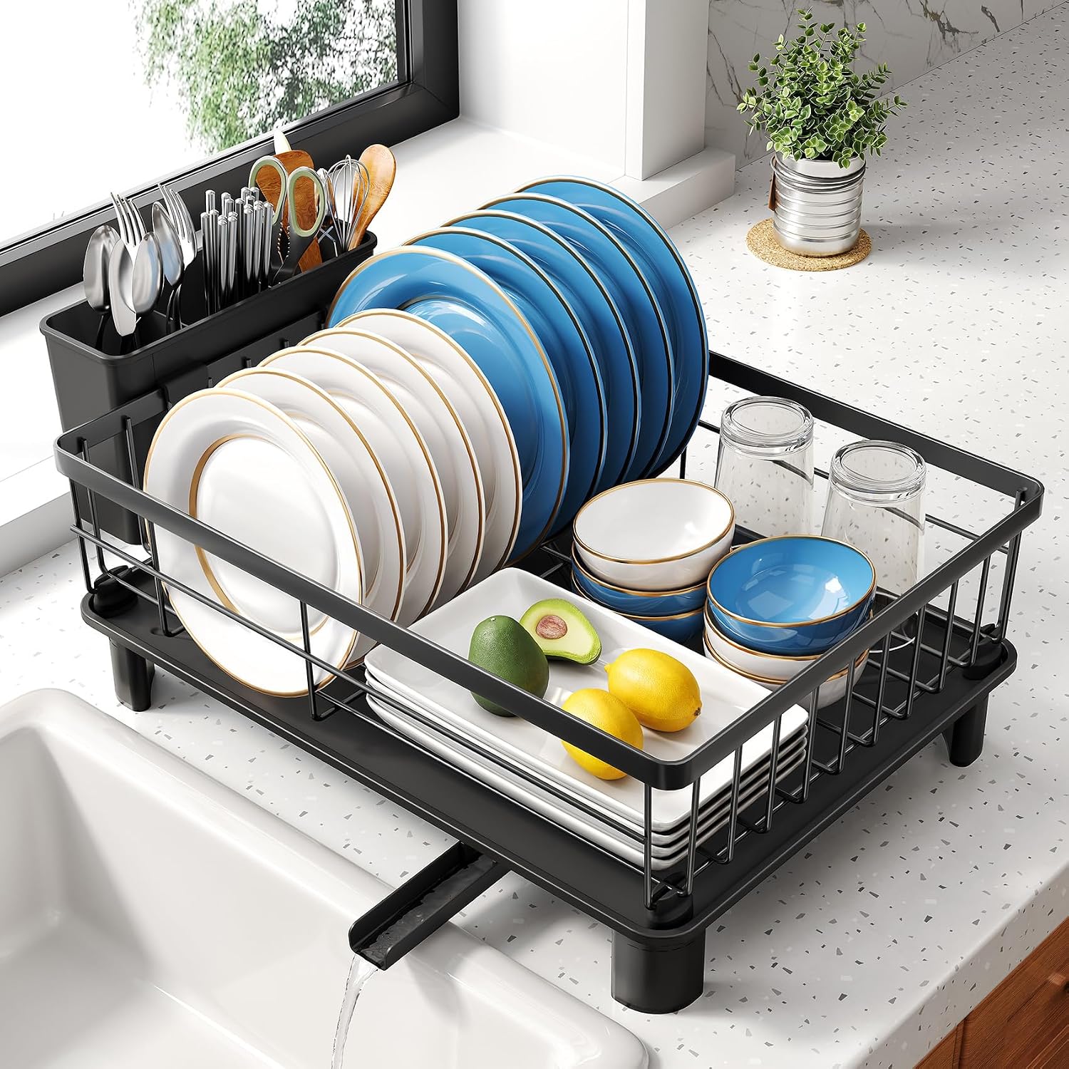 Small Black Kitchen Dish Drying Rack