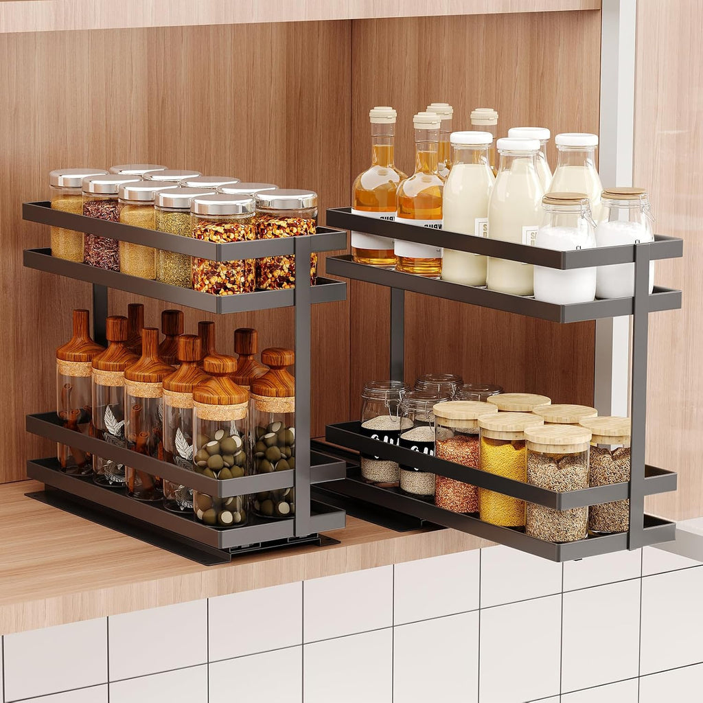 2‑Tier Pull‑Out Kitchen Spice Organizer