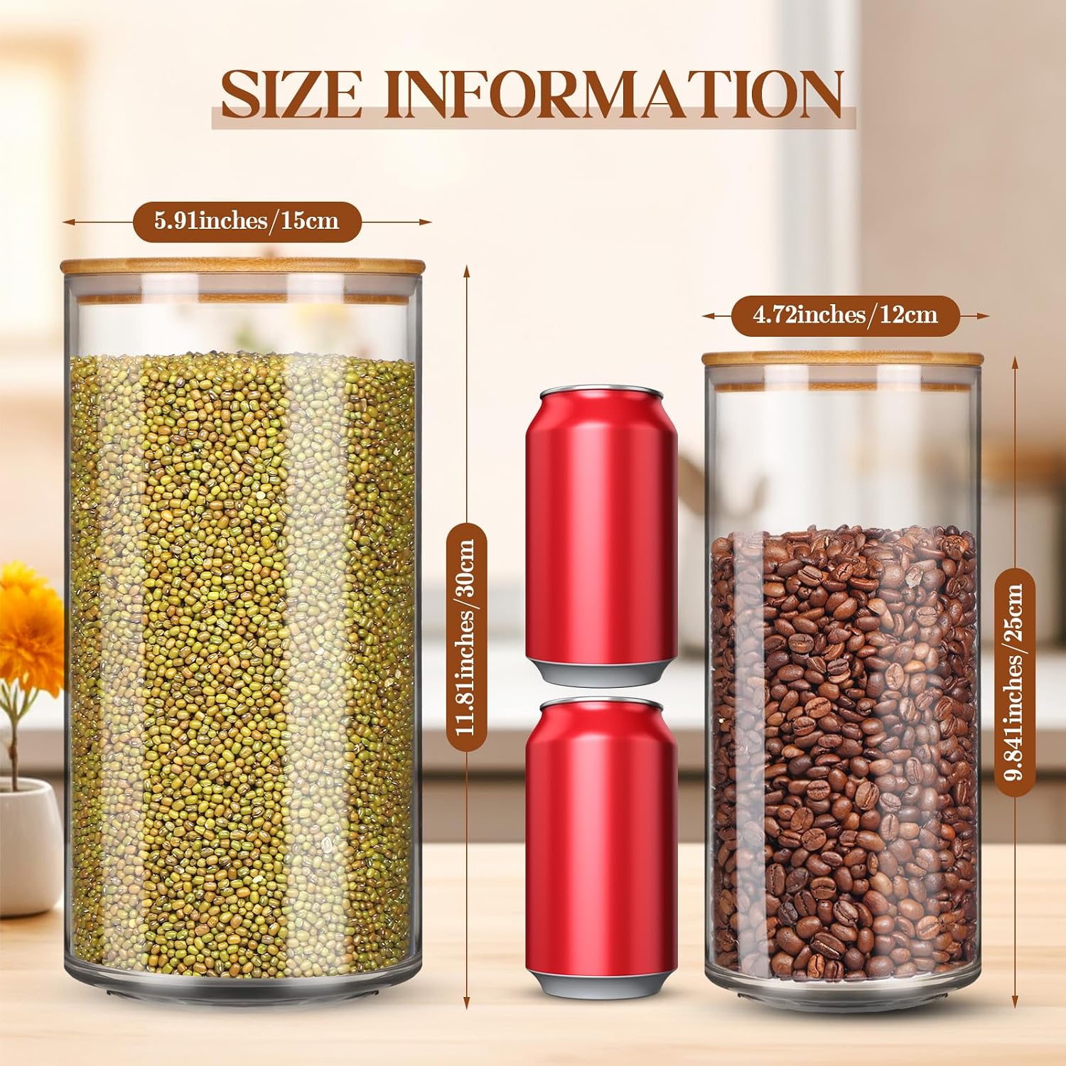 Large Acrylic Canisters with Bamboo Lids