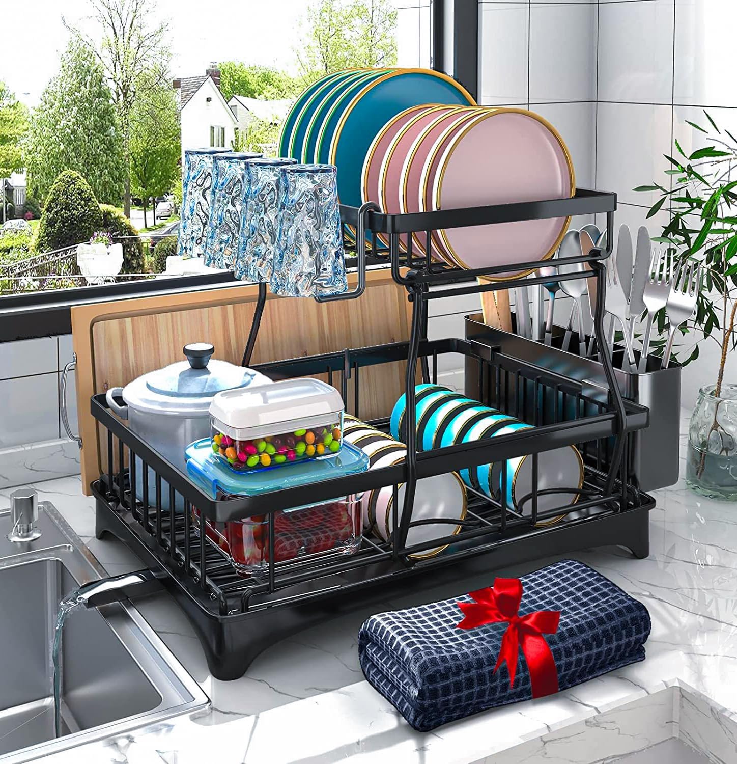 2‑Tier Kitchen Dish Drying Rack