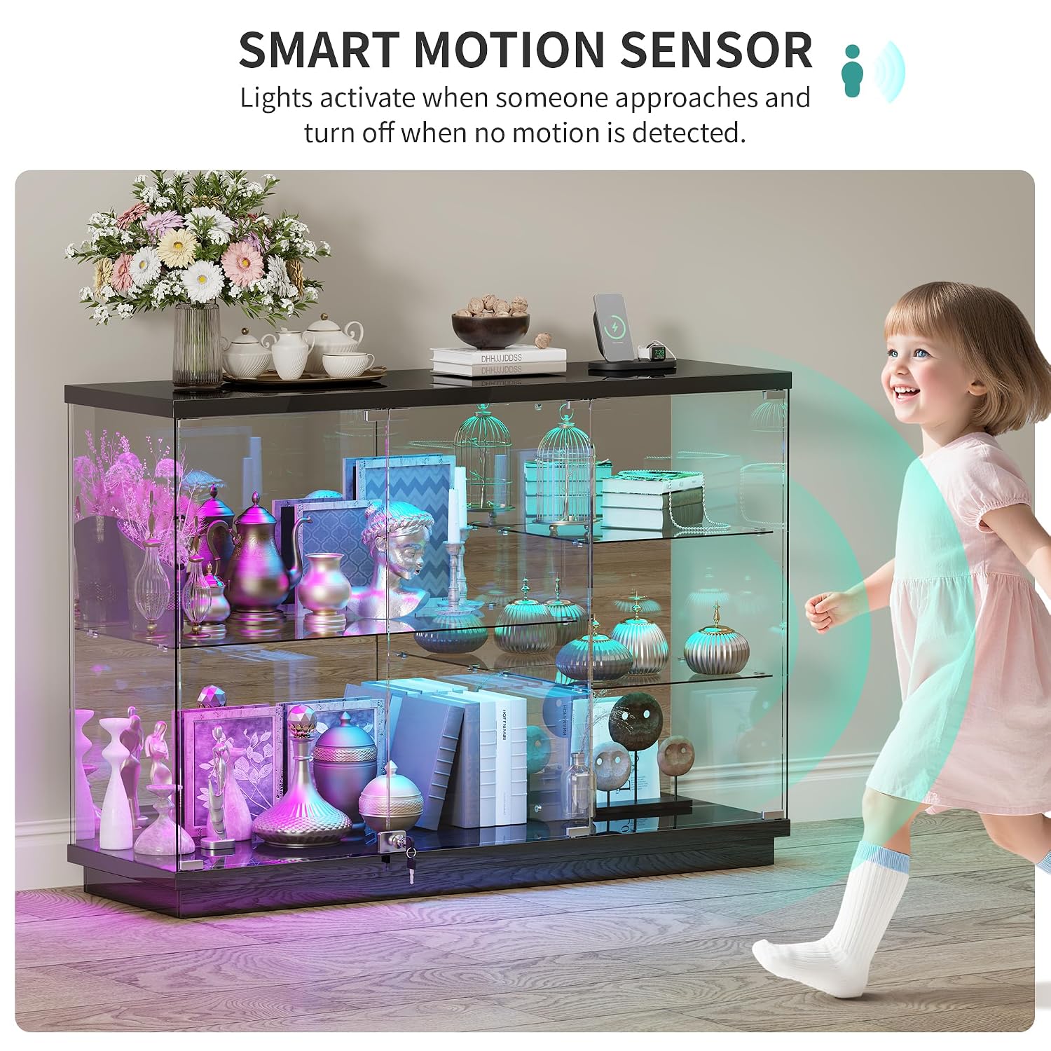 RGB Lockable Glass Display Cabinet