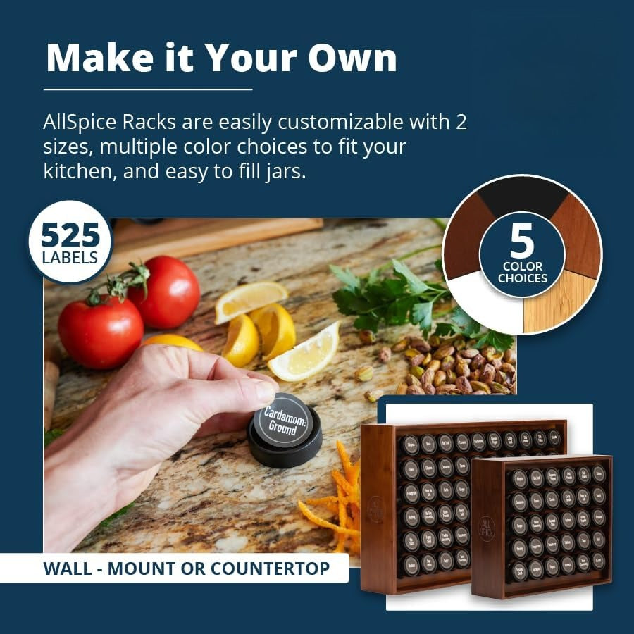 Wood Countertop Spice Rack Organizer Set