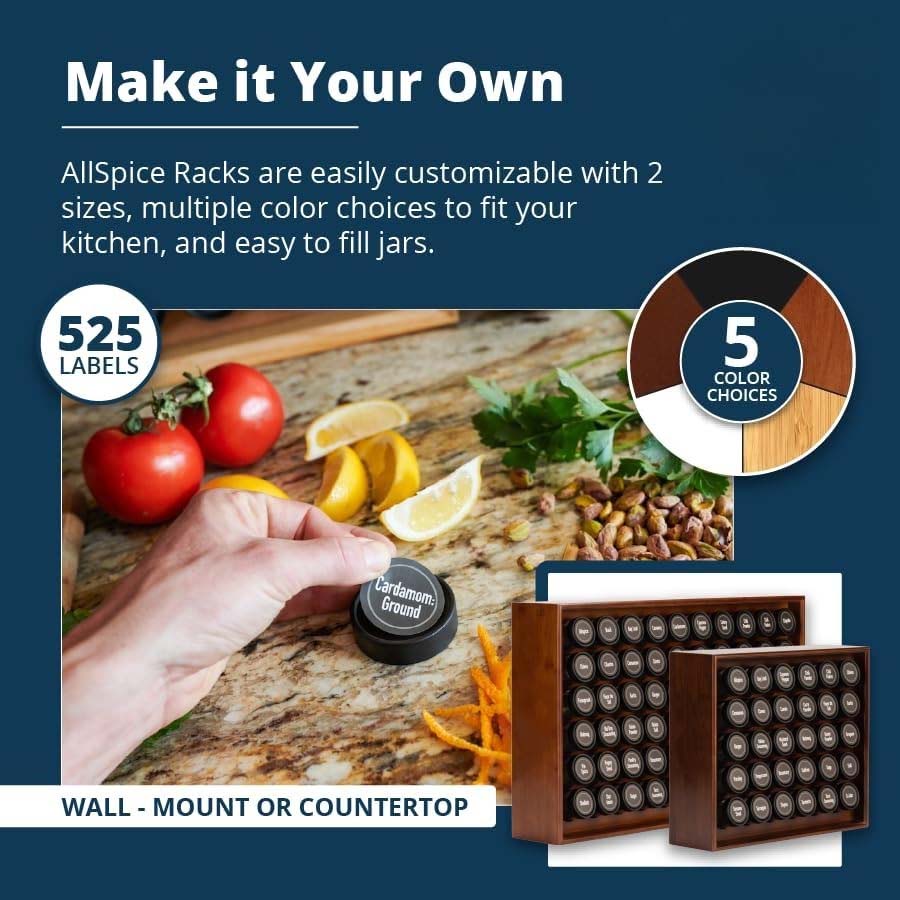 Wood Countertop Spice Rack Organizer Set